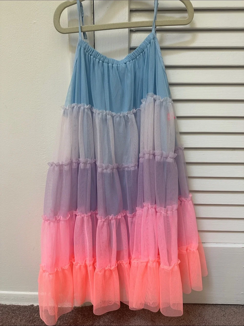 Billieblush Pastel Ombré Tiered Tulle Dress in Blue, Purple & Pink